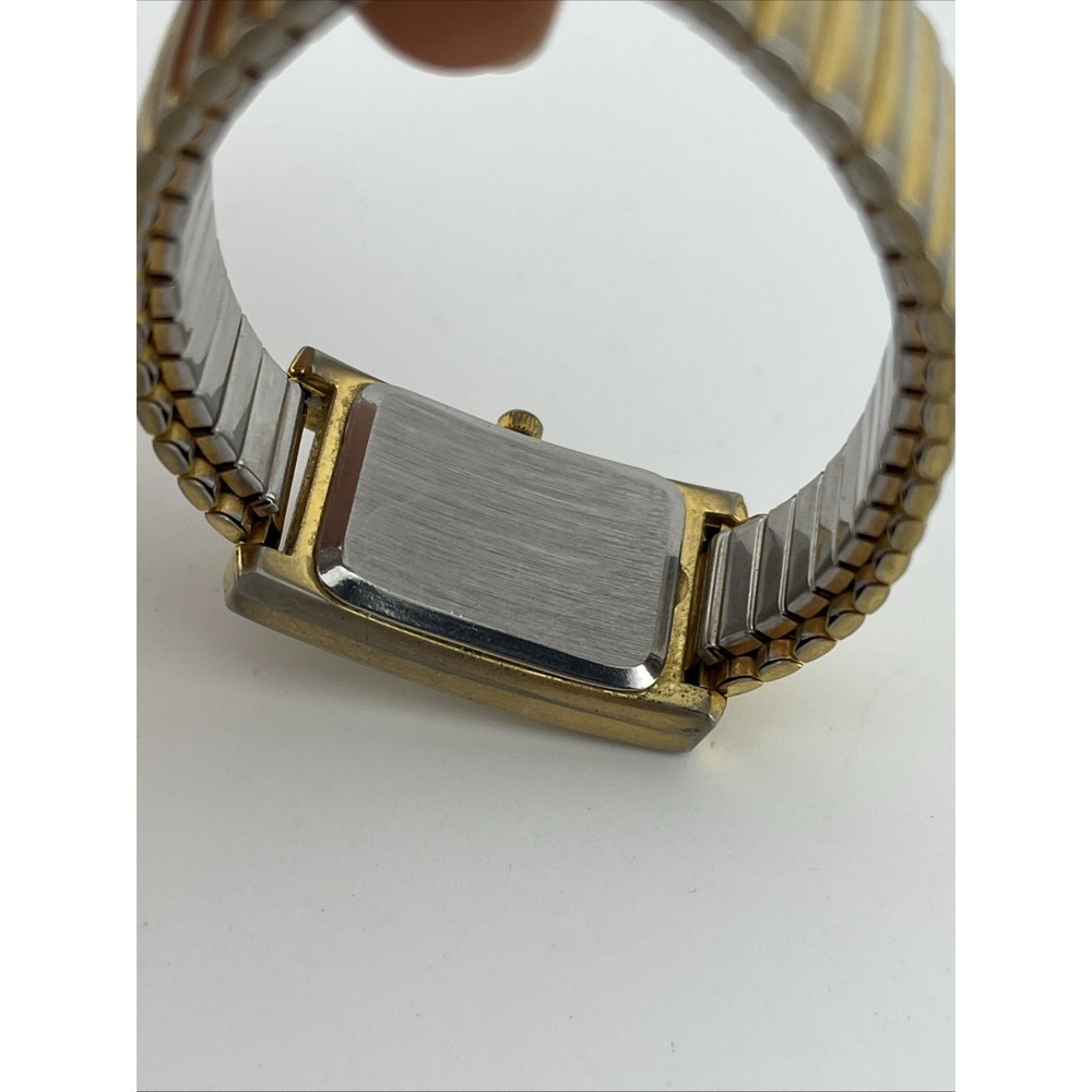 Vivani Tank Watch Women 21mm Case Gold Stretch Band- New Battery - Picture 8 of 8